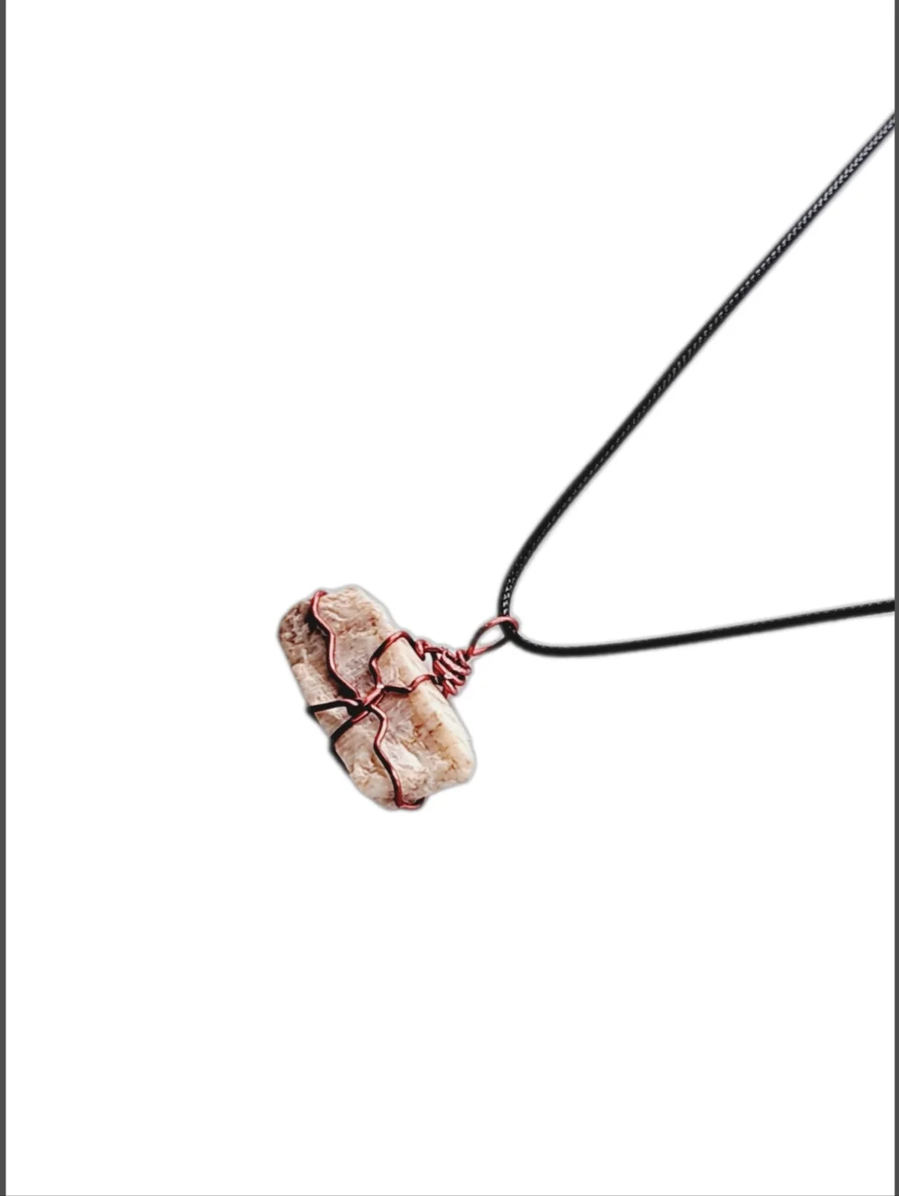 Raw Rose Quartz Pendant with Cord Necklace NWOT